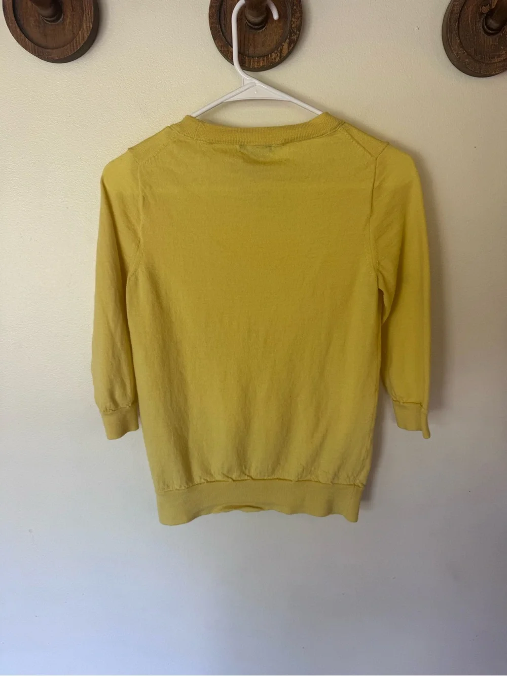 J. Crew Bright Yellow merino wool 3/4 sleeve Crewneck Sweater small